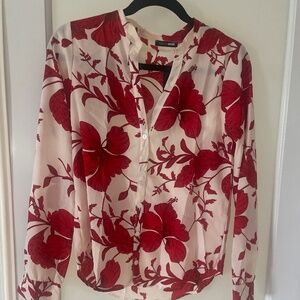 Fashion Nova red and white Floral Emotions long sleeve top
